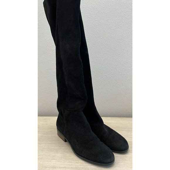 Lucky Brand Womens Sz 8.5 M Calypso Black Genuine Suede Over-The-Knee Boots $149 - Picture 1 of 15